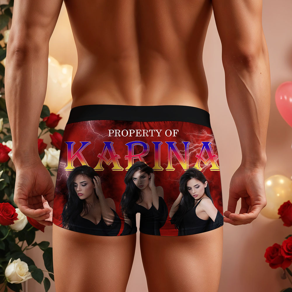 Custom Mens Vintage Photo Boxer Personalized Belt Color Face Boxers Valentines Day Underwear - MyFaceSocks