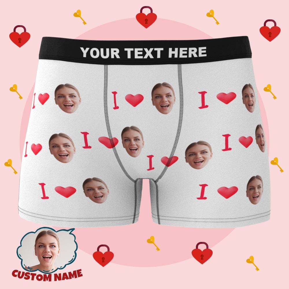 Custom I Love Your Face Boxer Briefs Personalized LGBT Gifts - MyFaceSocksUK