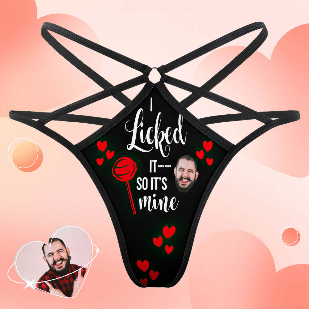 Custom Face Thong Personalized Lollipop It's Mine Funny Sexy Thongs