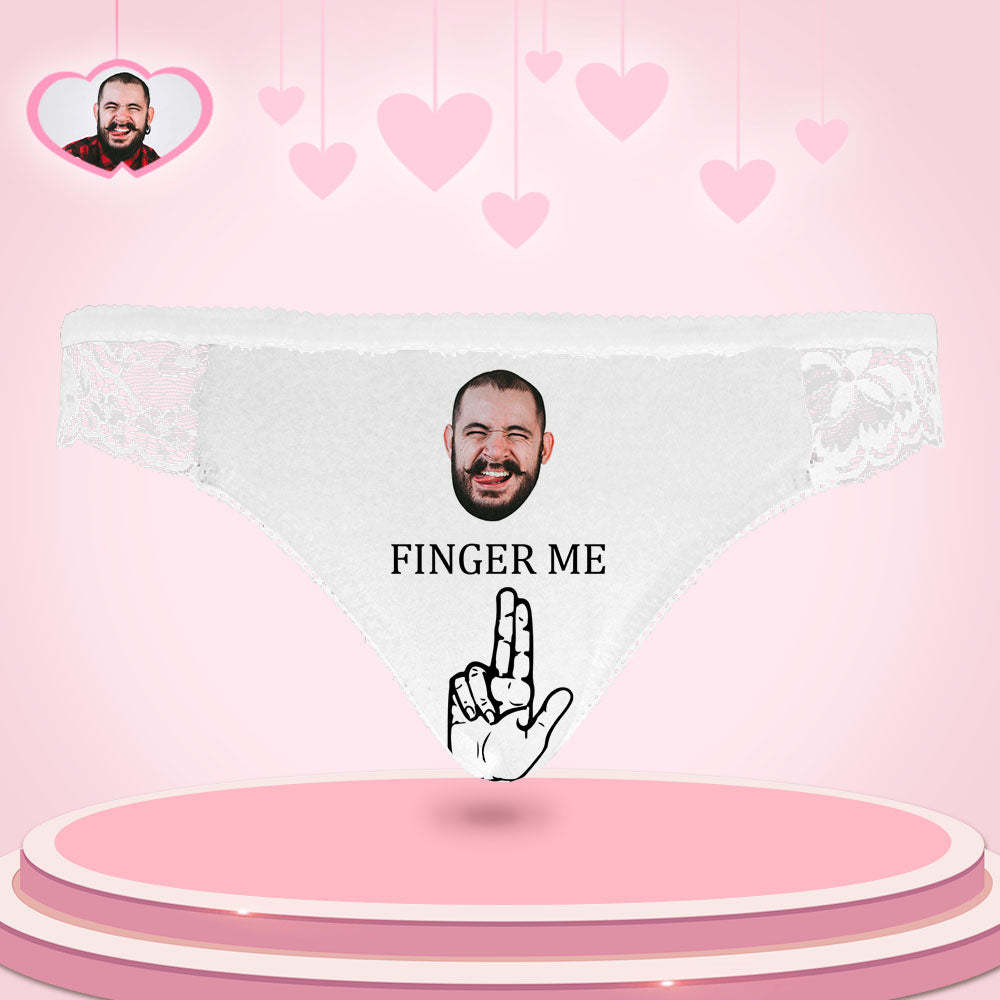 Custom Women Lace Panty Face Sexy Panties Women's Underwear - Finger Me - MyFaceSocksUK