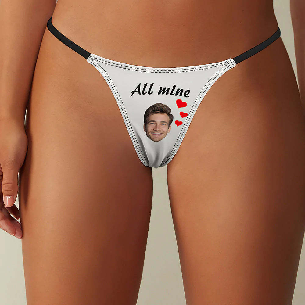 Custom Face All Mine Heart Women's Tanga Thong - MyFaceSocks