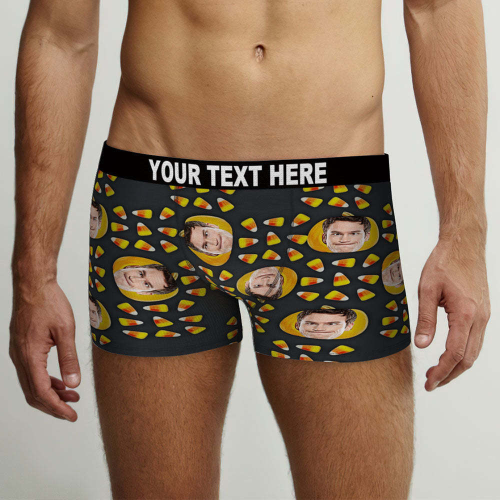 Custom Face Boxer Briefs Personalised Pumpkin Men's Boxer Shorts Halloween Corn Gift For Men