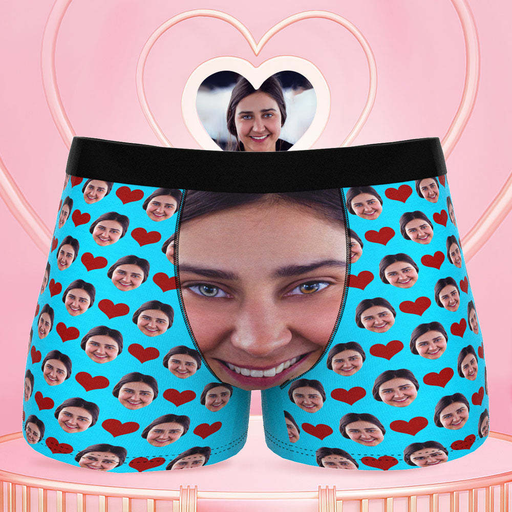 Custom Face Boxer Shorts Love Heart