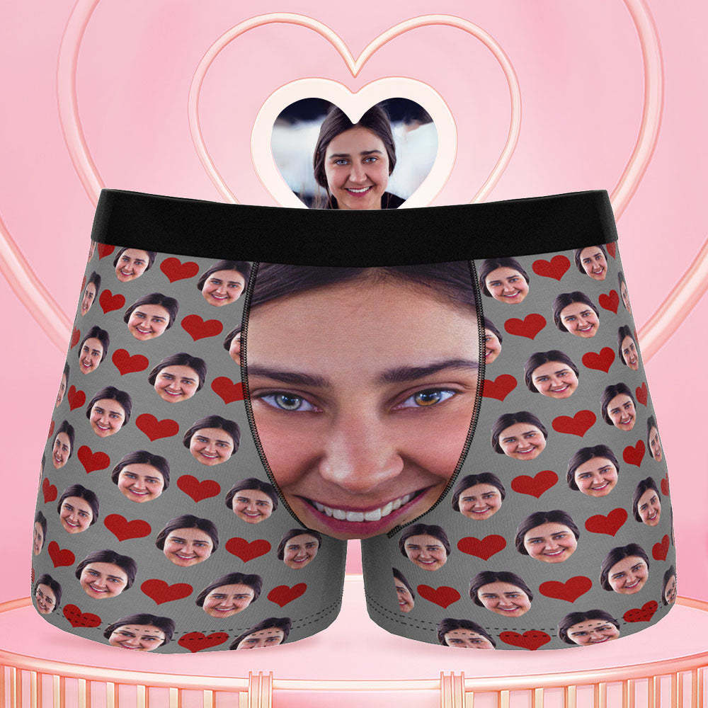 Custom Face Boxer Shorts Love Heart