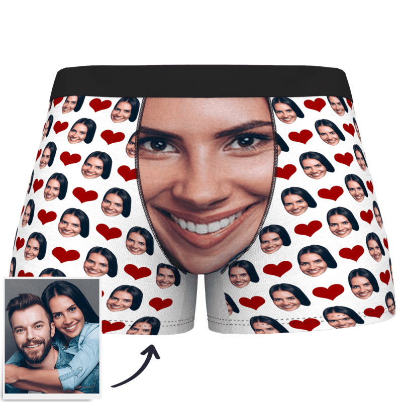 Personalised Face Boxer Shorts Love Heart