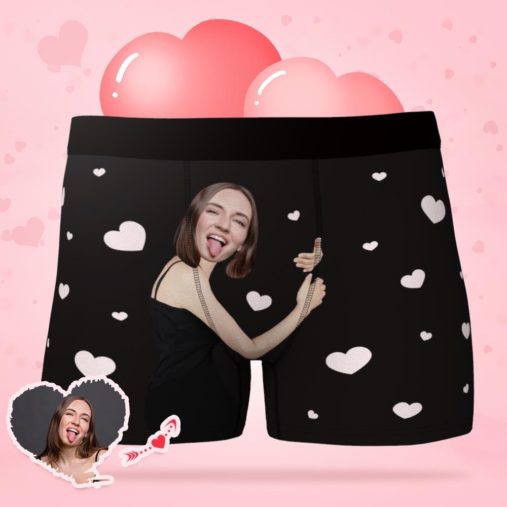 Men's Custom Face Boxers Hug My Dear with Heart 3D Online Preview