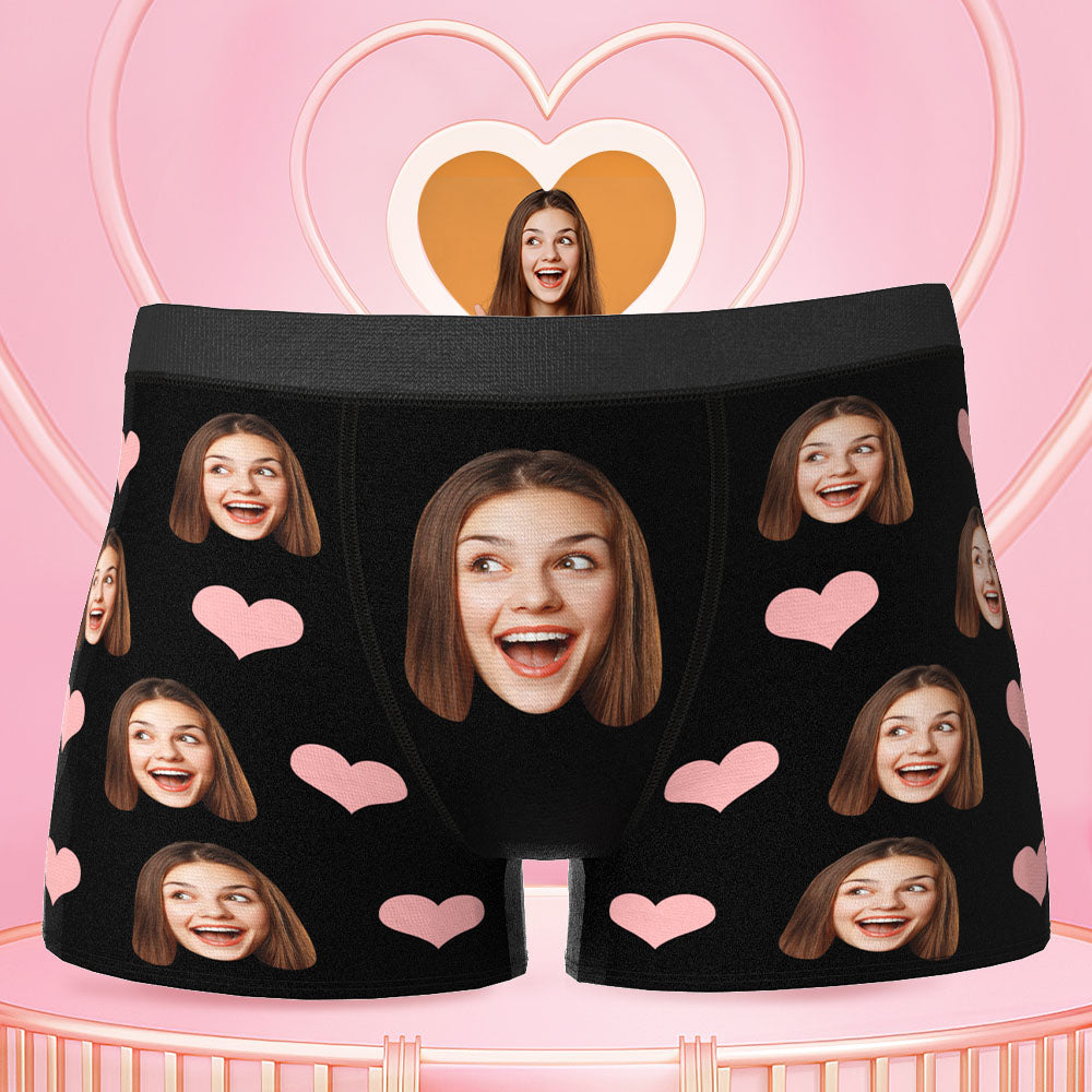 Printed in U.S.A Custom Face Boxer Briefs Personalize Photo Underwear for Men Gifts for Boyfriend Husband White