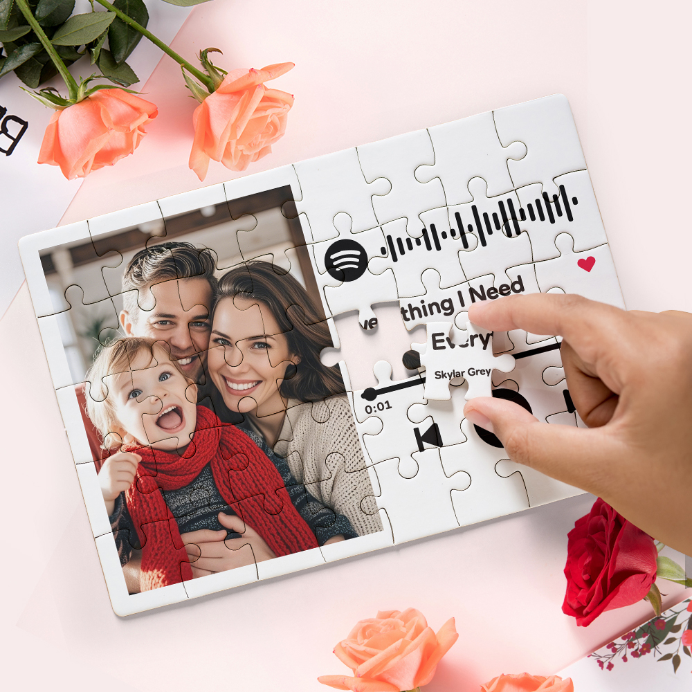 Personalized Puzzle Scannable Spotify Code Custom Picture Piece Jigsaw Puzzle for Adults Kids Music Valentine Puzzle - MyFaceSocks