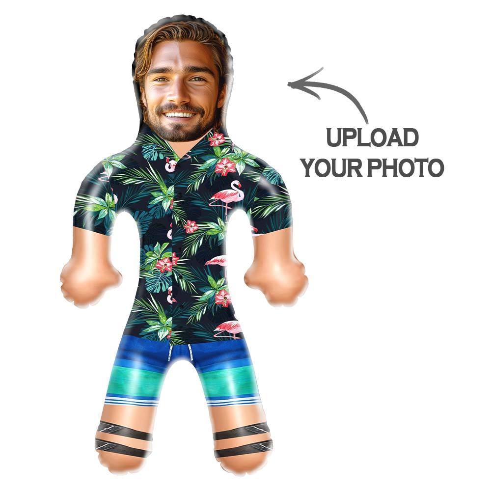 Personalized Blow Up Dolls Hawaiian Shirt Colorful Flamingo Funny Inflatable Man Printed Face for Party Favors - MyFaceSocks