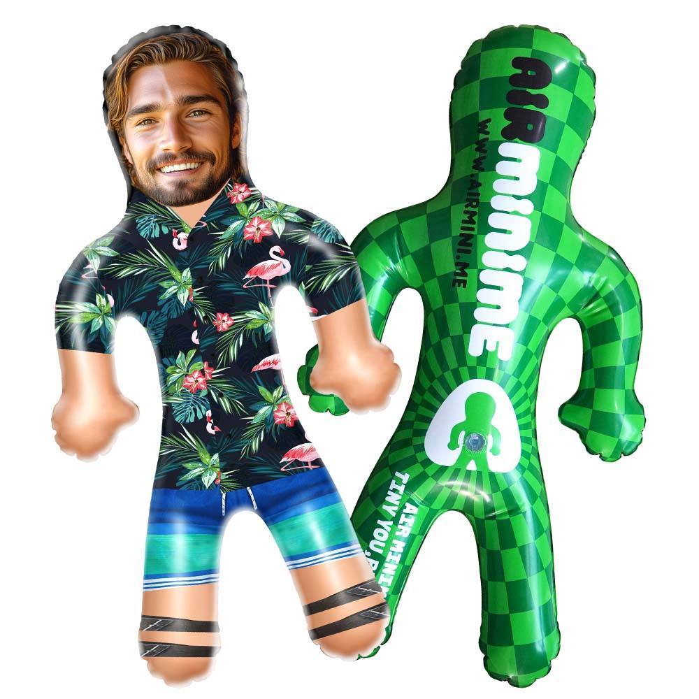 Personalized Blow Up Dolls Hawaiian Shirt Colorful Flamingo Funny Inflatable Man Printed Face for Party Favors - MyFaceSocks