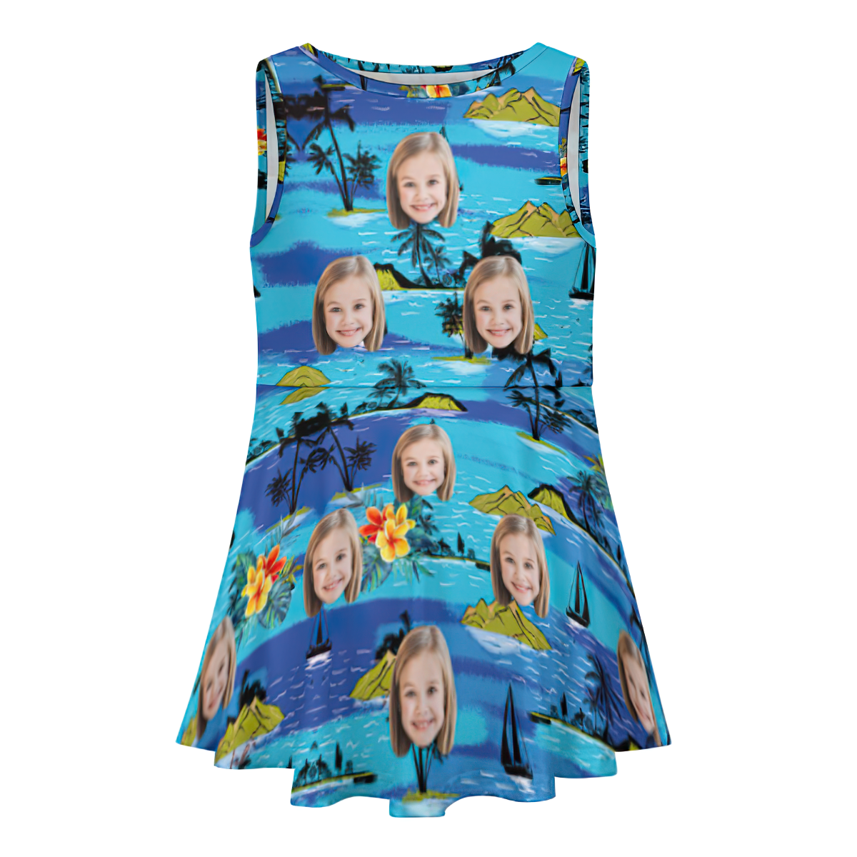 Custom Face Dress Personalized Summer Hawaiian Girls'Dresses Holiday Style - MyFaceSocks