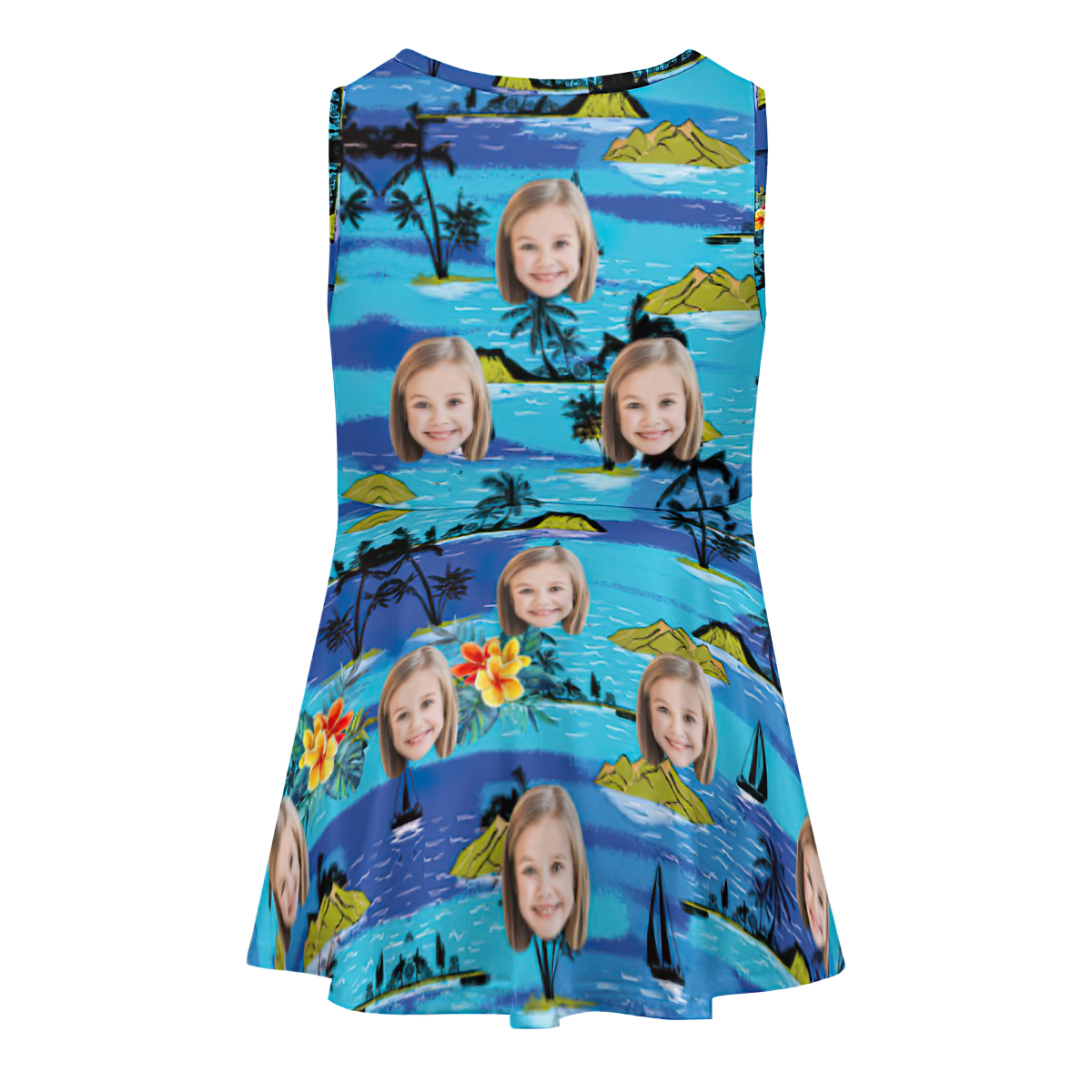 Custom Face Dress Personalized Summer Hawaiian Girls'Dresses Holiday Style - MyFaceSocks