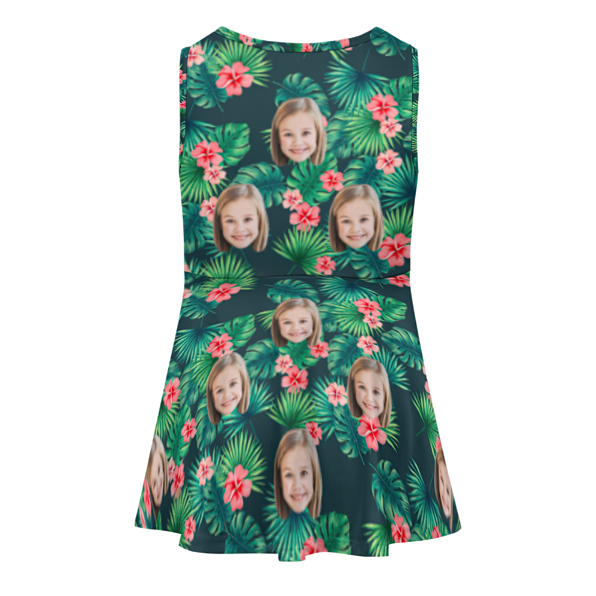 Custom Face Dress Personalized Summer Hawaiian Girls'Dresses Red Flowers - MyFaceSocks