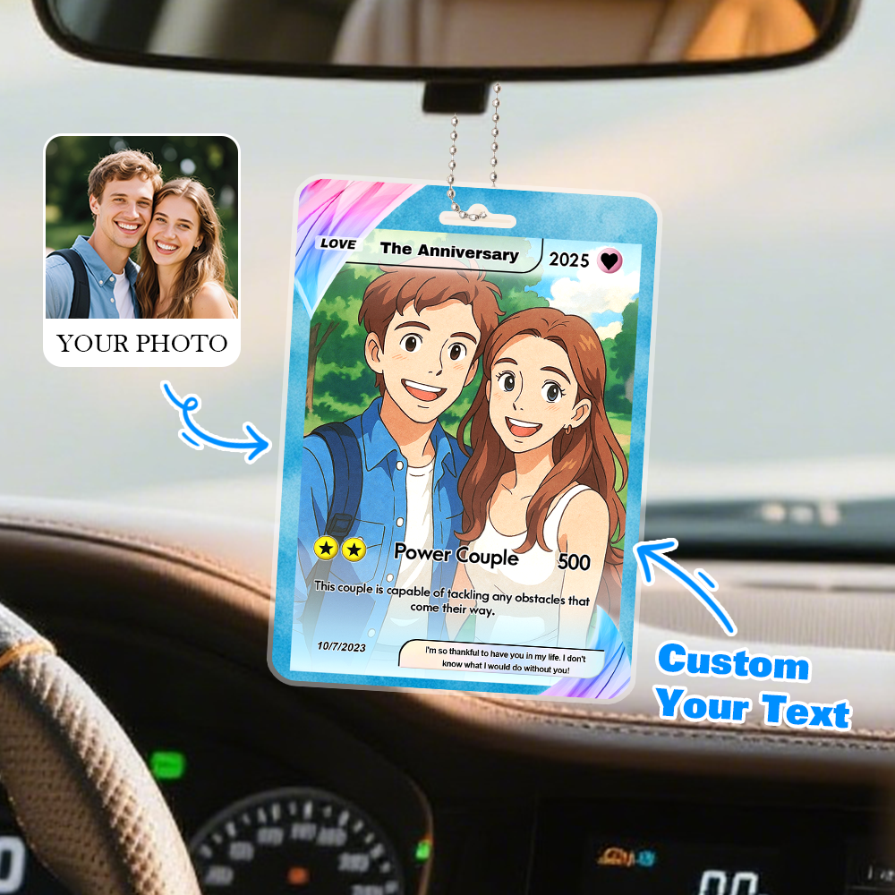 Custom Cute Pet Poke Car Ornament Personalized Cartoon Photo Hanging Decoration with Your Dog or Cat for Pet Lovers - MyFaceSocks
