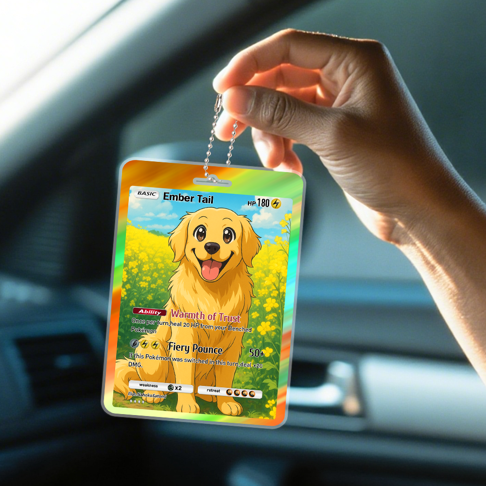 Custom Cute Pet Poke Car Ornament Personalized Cartoon Photo Hanging Decoration with Your Dog or Cat for Pet Lovers - MyFaceSocks