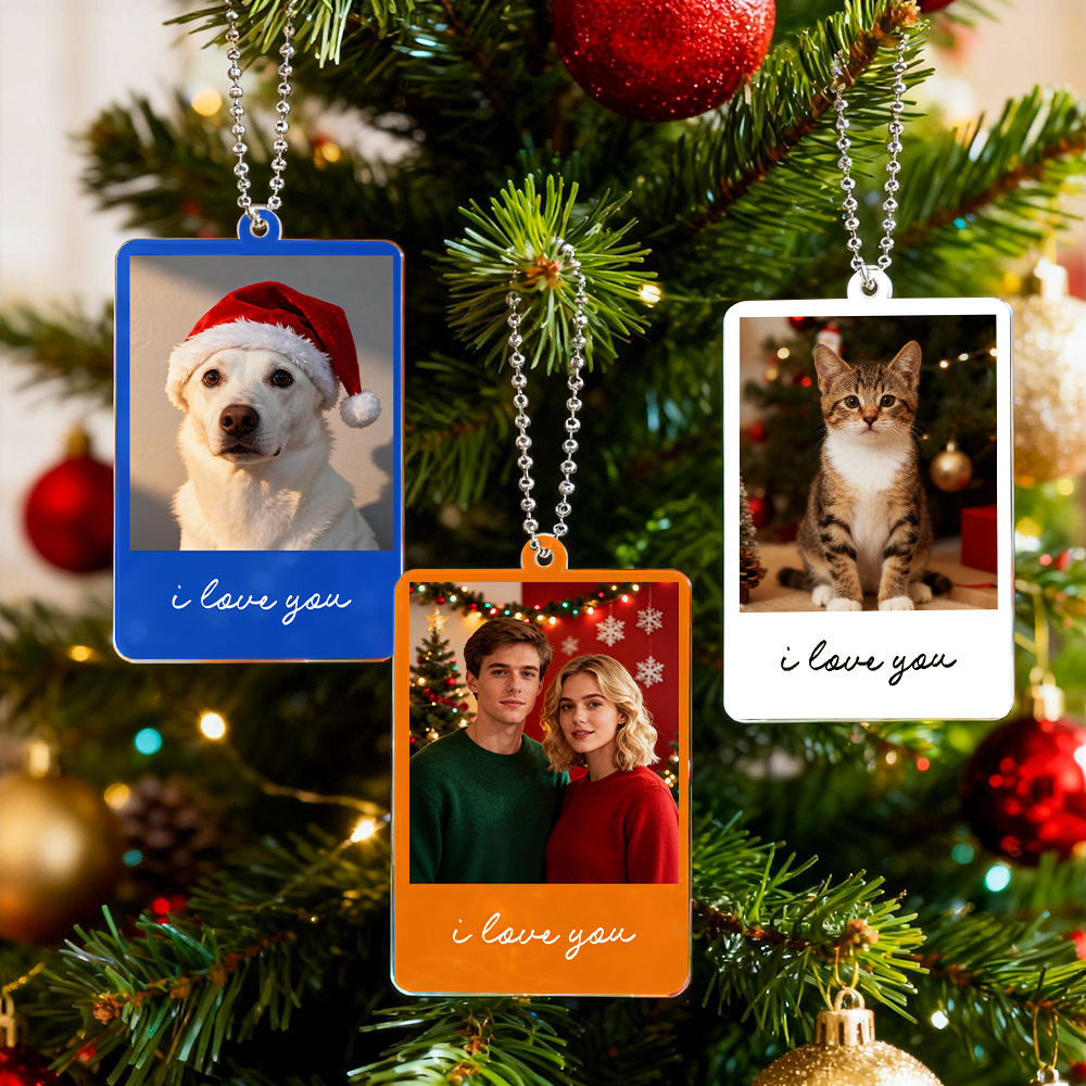 Custom Photo Car Mirror Tag Photo Ornament Photo Drive Safe Rear View Mirror Ornament Christmas Gift - MyFaceSocks