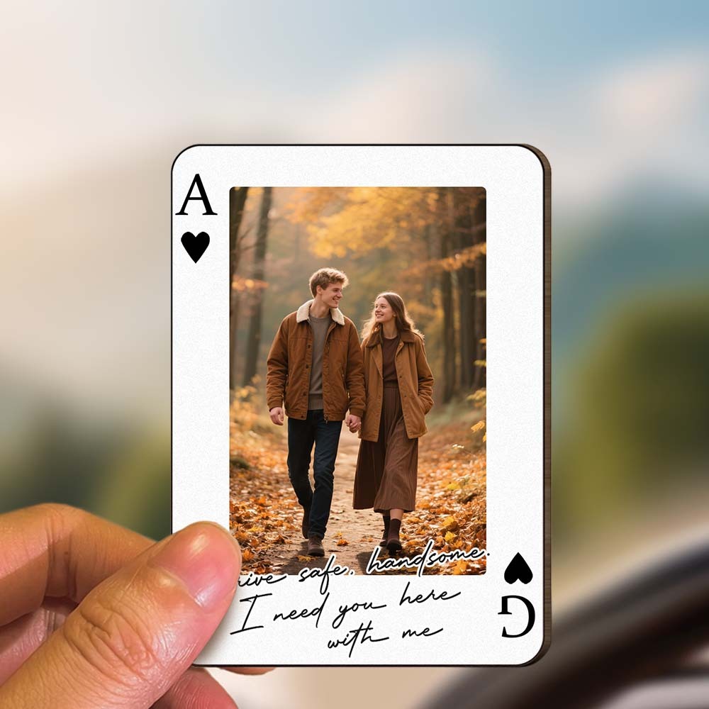 King & Queen Custom Couples Photo Drive Safe I Love You We're A Perfect Pair - Personalized Wooden Photo Car Visor Clip - MyFaceSocks