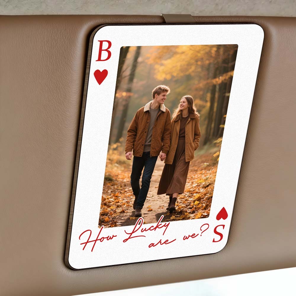 King & Queen Custom Couples Photo Drive Safe I Love You We're A Perfect Pair - Personalized Wooden Photo Car Visor Clip - MyFaceSocks