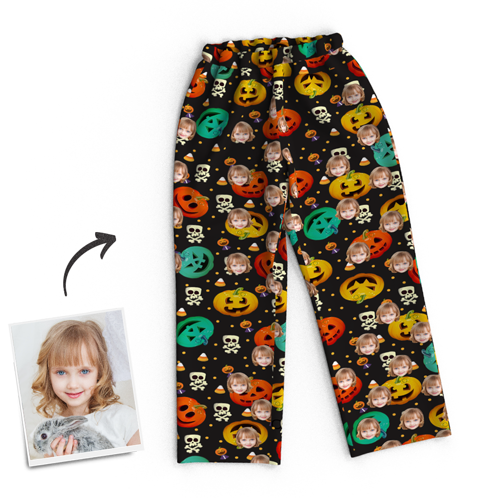 Custom Face Pumpkin Skeleton Pajamas Halloween For Children