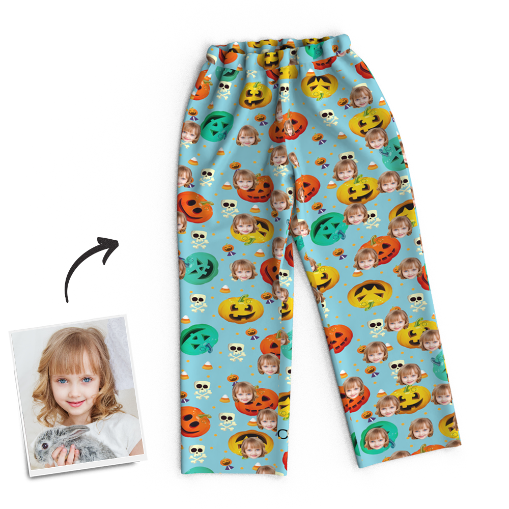 Custom Face Pumpkin Skeleton Pajamas Halloween For Children - MyFaceSocks