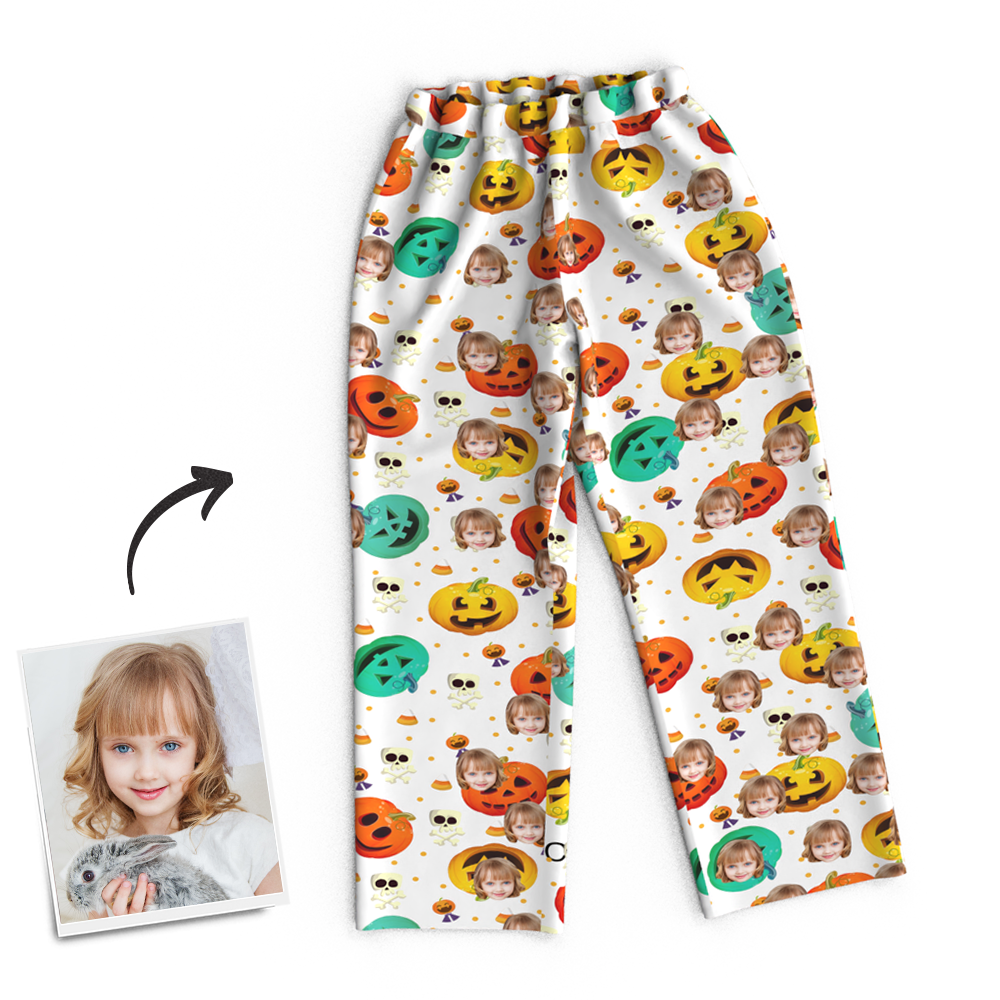 Custom Face Pumpkin Skeleton Pajamas Halloween For Children - MyFaceSocks