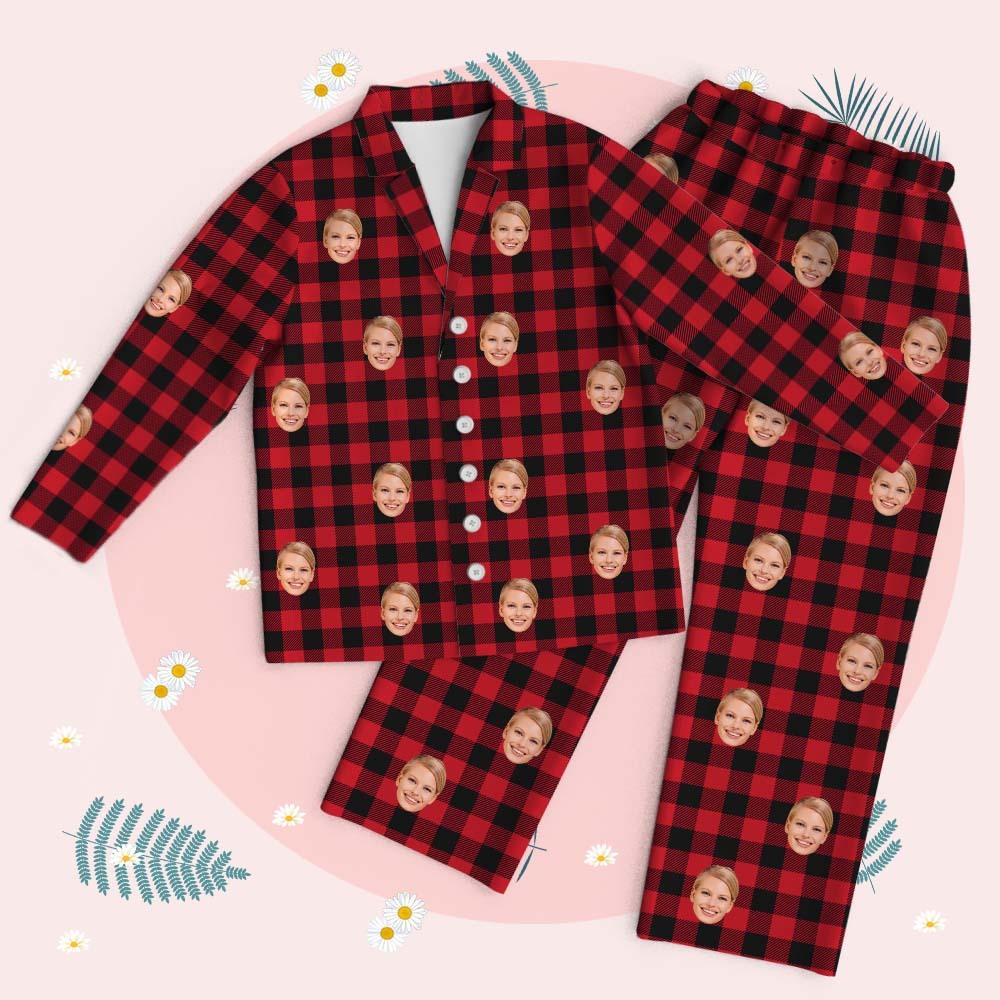 Personalized Pet Lover Face Long Sleeve Sleepwear Christmas Face Pajamas Personalized Photo Blue Santa Pajamas Gift - MyFaceSocks