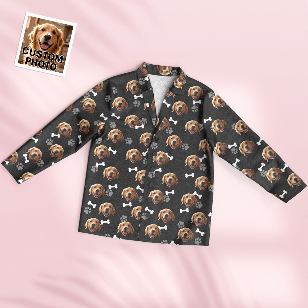 Custom Face Long Sleeve Pajamas Sleepwear Set Personalized Photo Bone Pajamas - MyFaceSocks