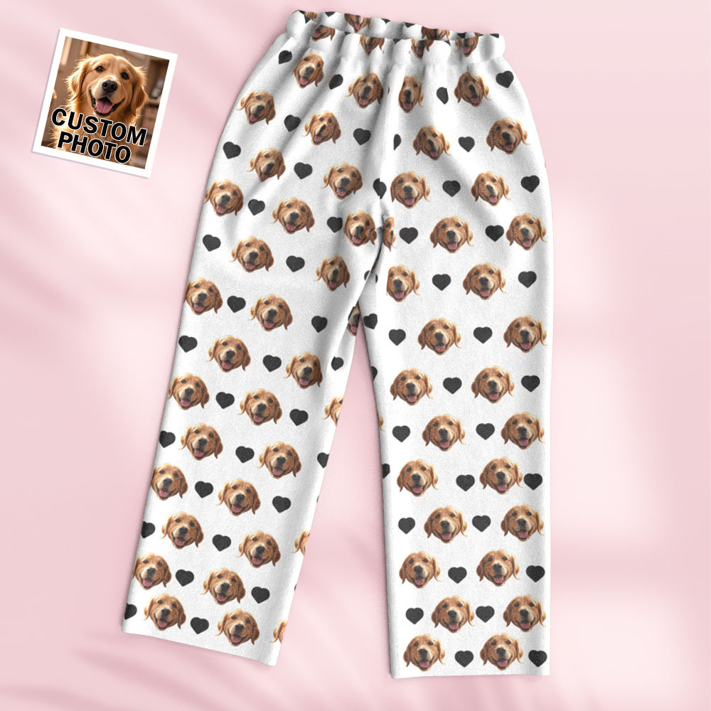 Custom Face Long Sleeve Pajamas Sleepwear Set Personalized Photo Heart Pajamas - MyFaceSocks