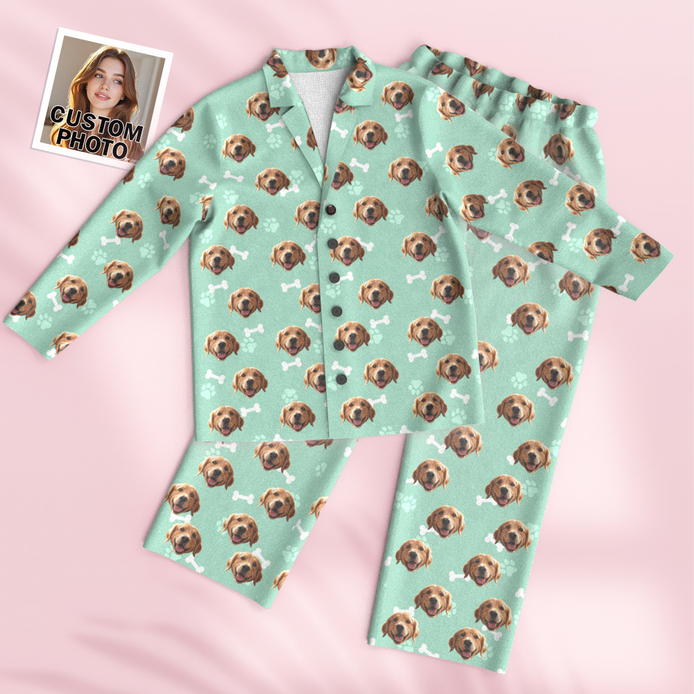 Custom Face Long Sleeve Pajamas Sleepwear Set Personalized Photo Bone Pajamas - MyFaceSocks