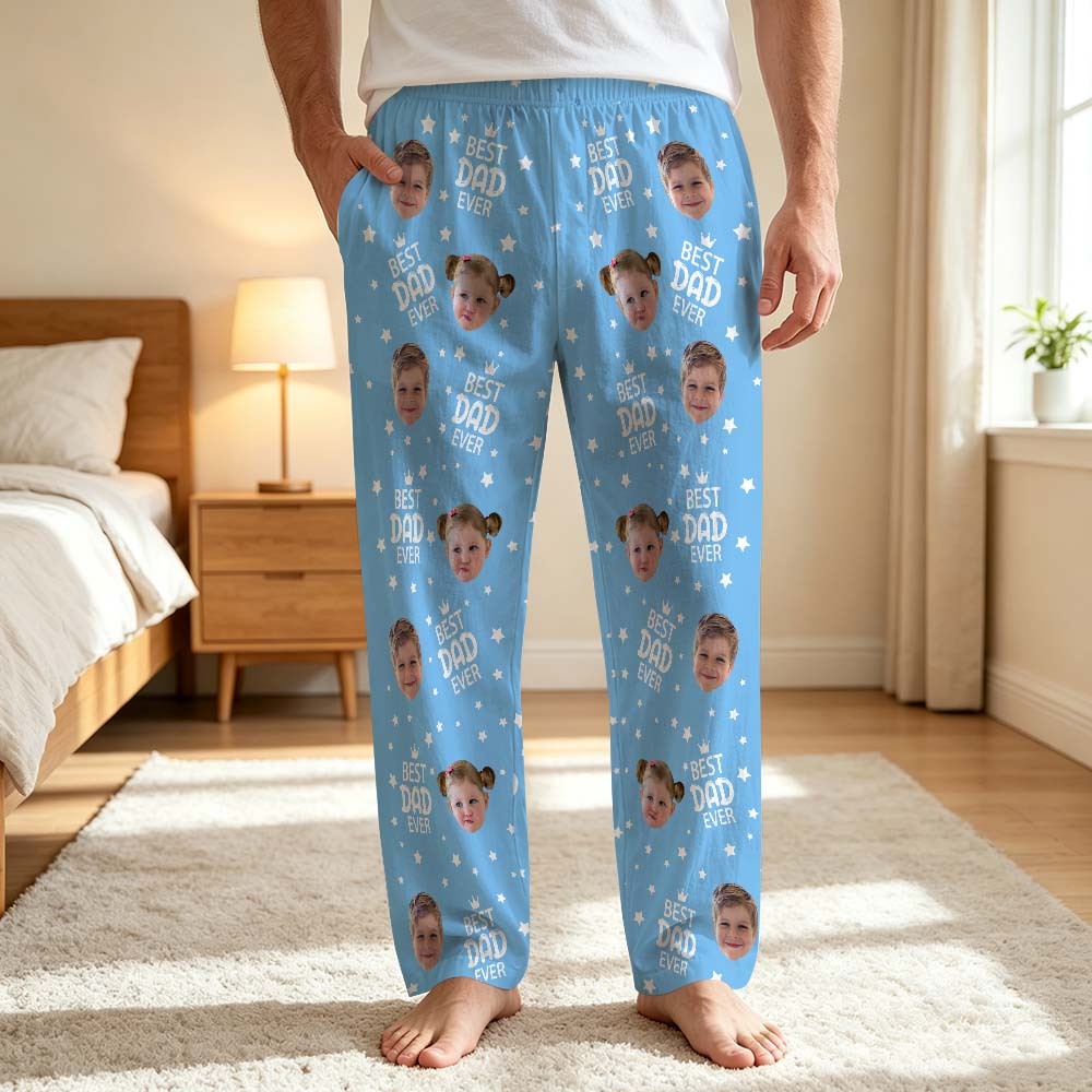 Custom Face Pajama Pants - Personalized Photo Gift for Dad, Mom & Family
