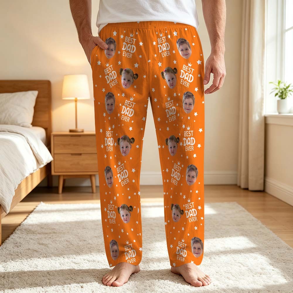 Custom Face Pajama Pants, Photo Gift for Dad Mom Grandparents, BESTDADEVER Pants Shorts