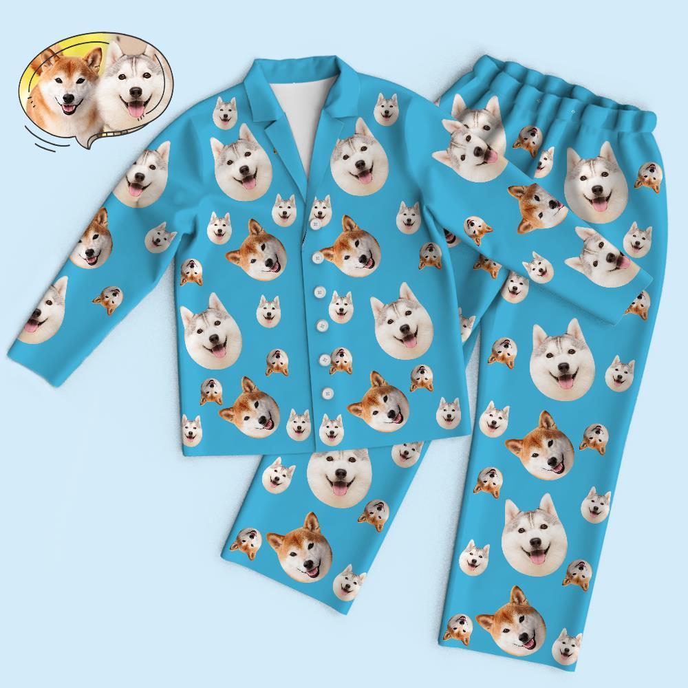 Custom Face Long Sleeve Pajamas Sleepwear Set - Funny Dog Face