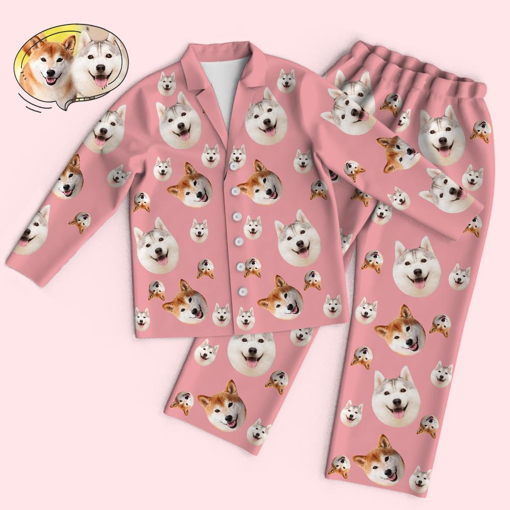 Custom Face Long Sleeve Pajamas Sleepwear Set - Funny Dog Face