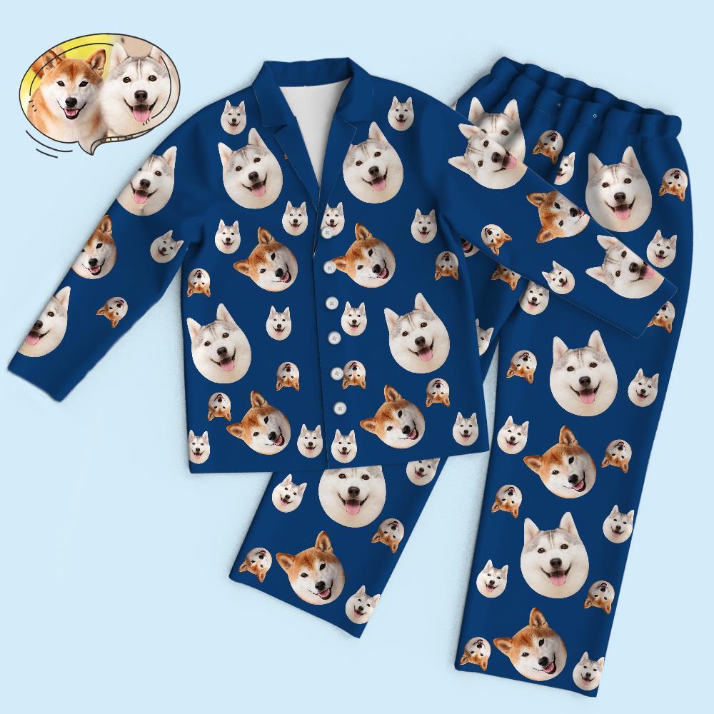 Custom Face Long Sleeve Pajamas Sleepwear Set - Funny Dog Face