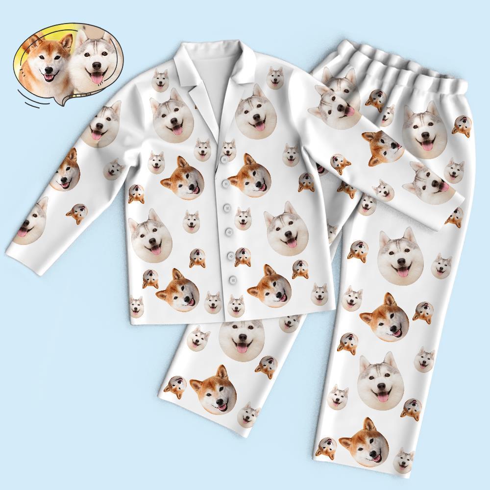 Custom Face Long Sleeve Pajamas Sleepwear Set - Funny Dog Face