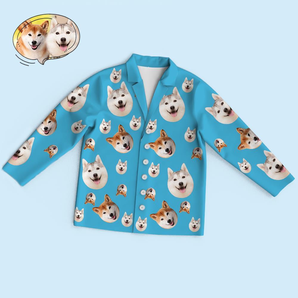 Custom Face Long Sleeve Pajamas Sleepwear Set - Funny Dog Face