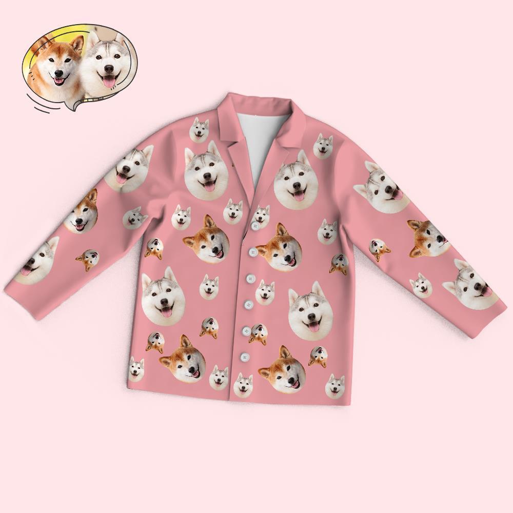 Custom Face Long Sleeve Pajamas Sleepwear Set - Funny Dog Face