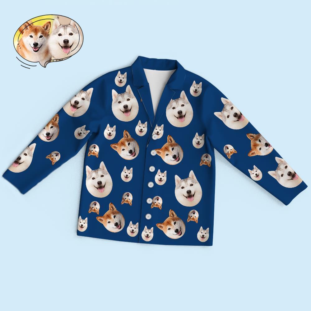 Custom Face Long Sleeve Pajamas Sleepwear Set - Funny Dog Face