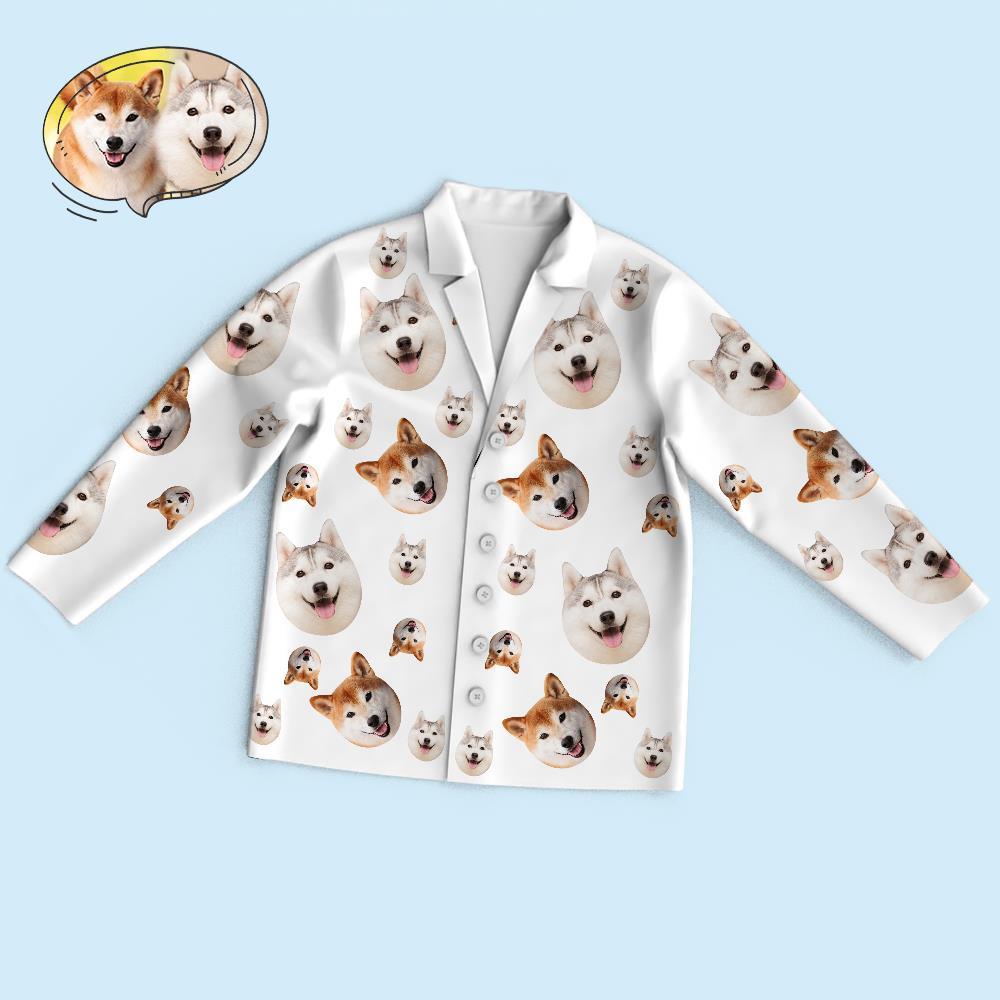 Custom Face Long Sleeve Pajamas Sleepwear Set - Funny Dog Face