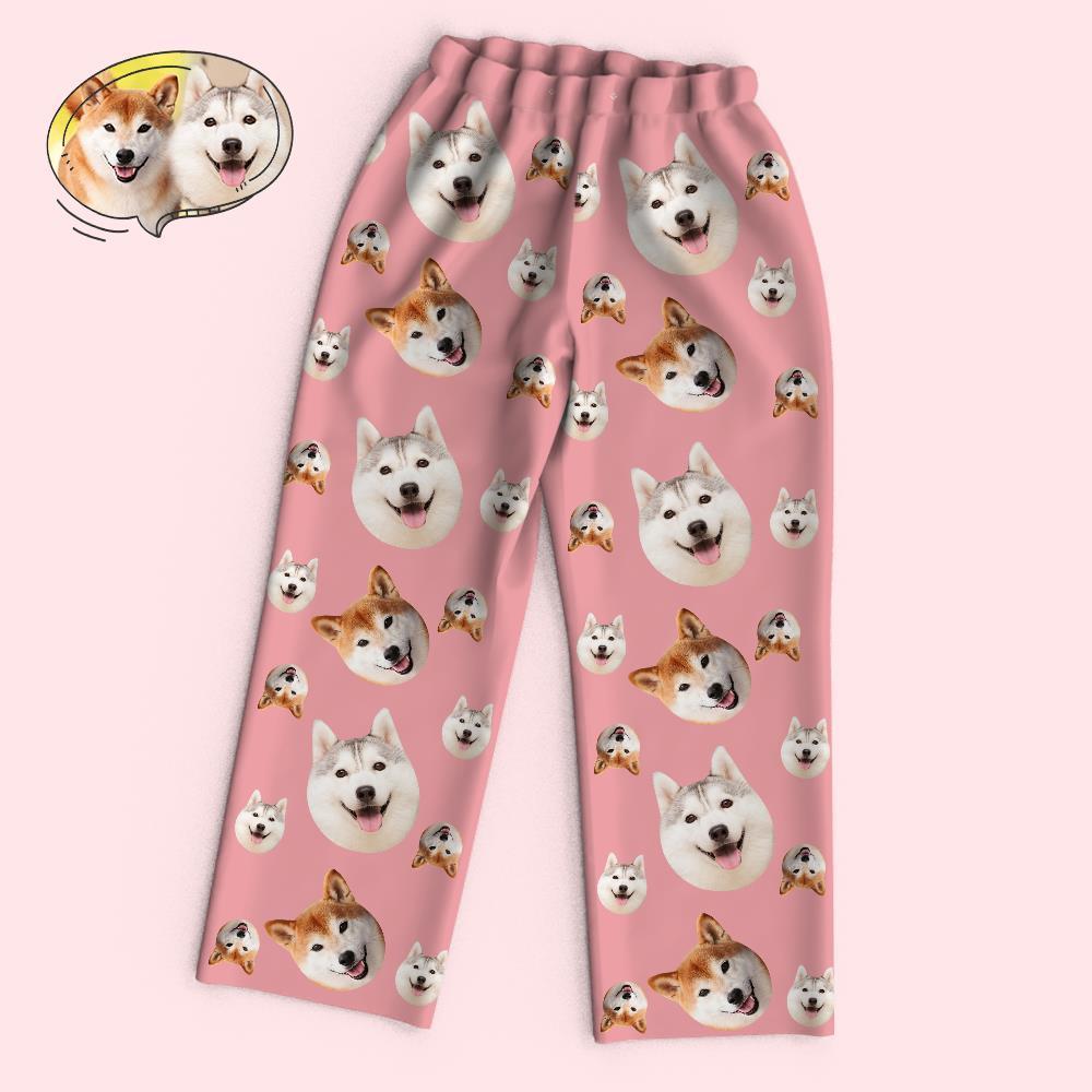 Custom Face Long Sleeve Pajamas Sleepwear Set - Funny Dog Face