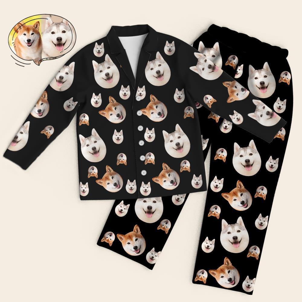 Custom Face Long Sleeve Pajamas Sleepwear Set - Funny Dog Face