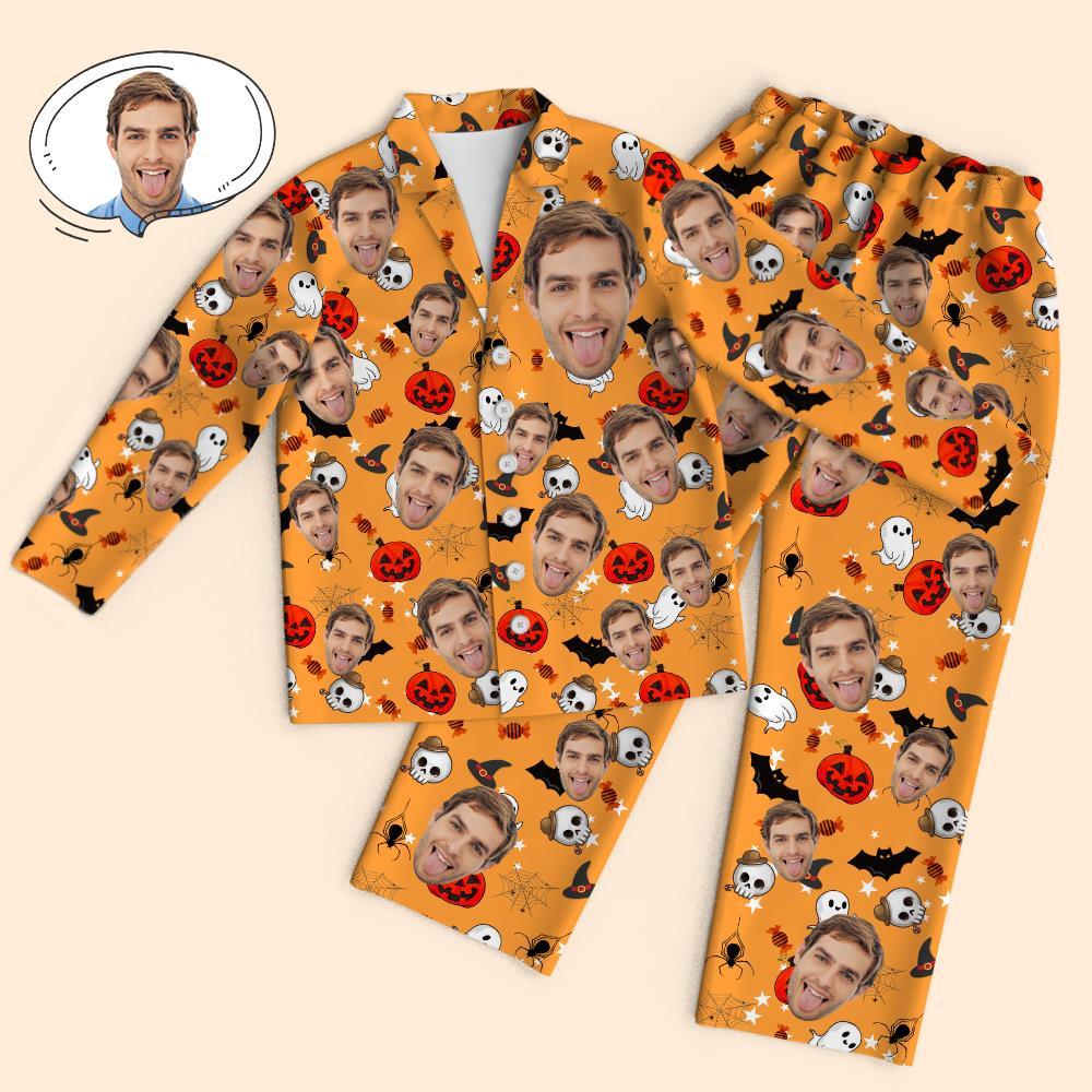 Custom Face Long Sleeve Pajamas Sleepwear Set - Halloween Party