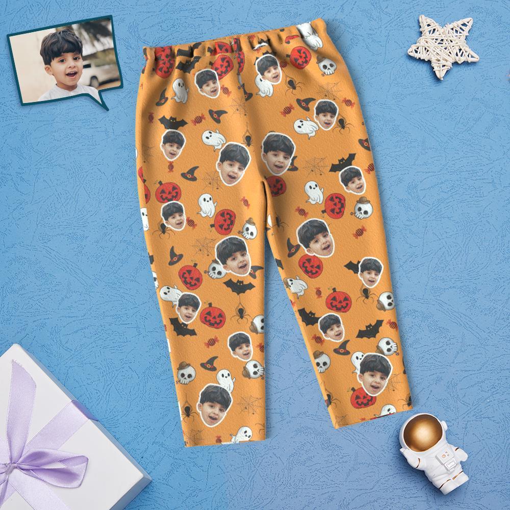 Custom Face Children's Halloween Pajamas For Kids Pumpkin And Little Ghost