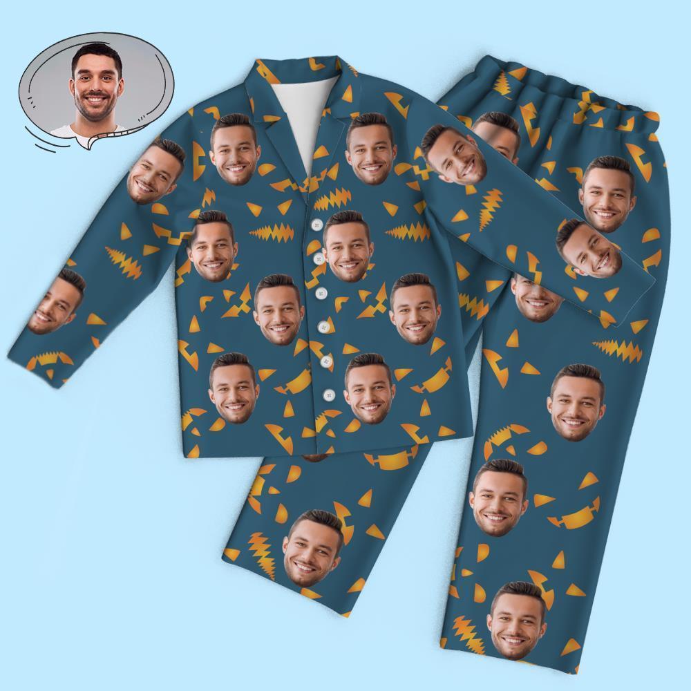 Custom Face Pumpkin Smiley Halloween Pajamas - MyFaceSocks