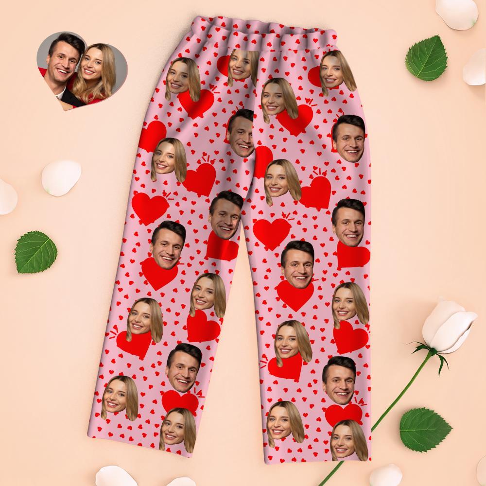 Custom Face Long Sleeve Pajamas Sleepwear Set - Full Hearts