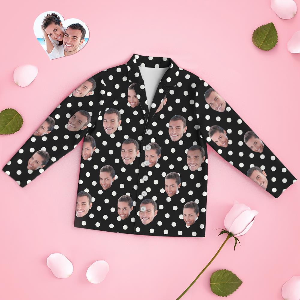 Custom Face Long Sleeve Pajamas Sleepwear Set - Dot