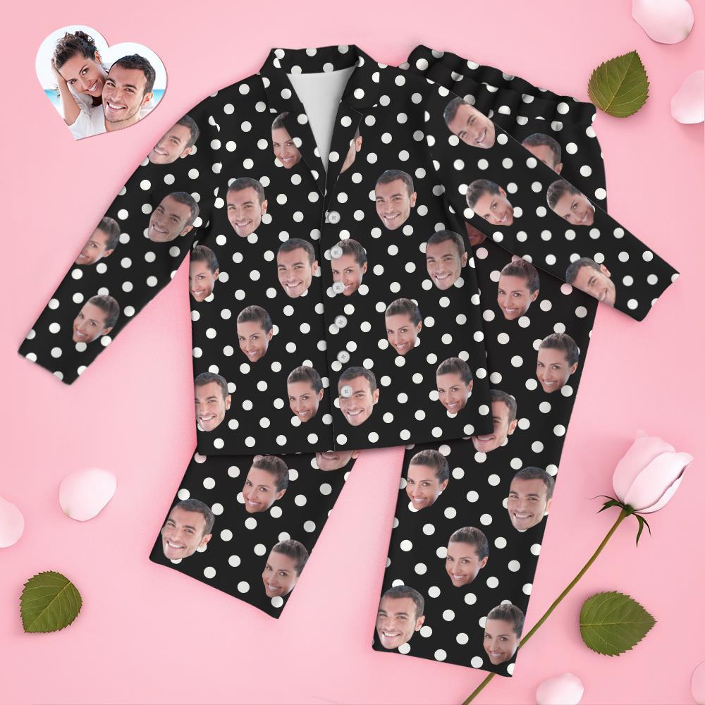 Custom Face Long Sleeve Pajamas Sleepwear Set - Dot