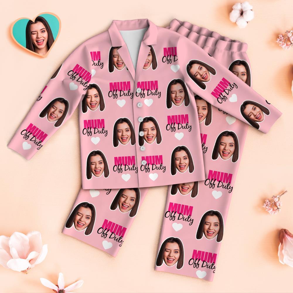 Custom Face Pajamas Mum Off Duty Personalized Photo Pajamas Set Mother's Day Gifts