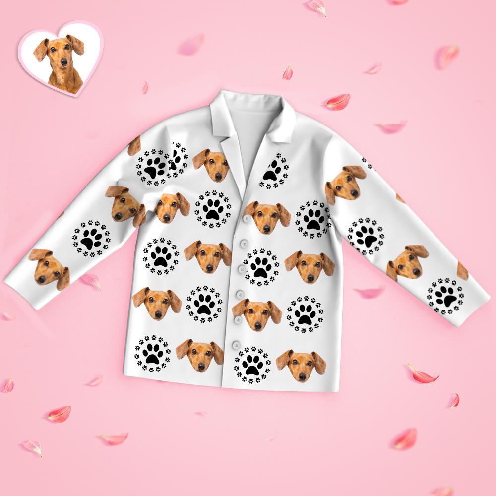 Custom Face Long Sleeve Pajamas Sleepwear Set - Dog Mom