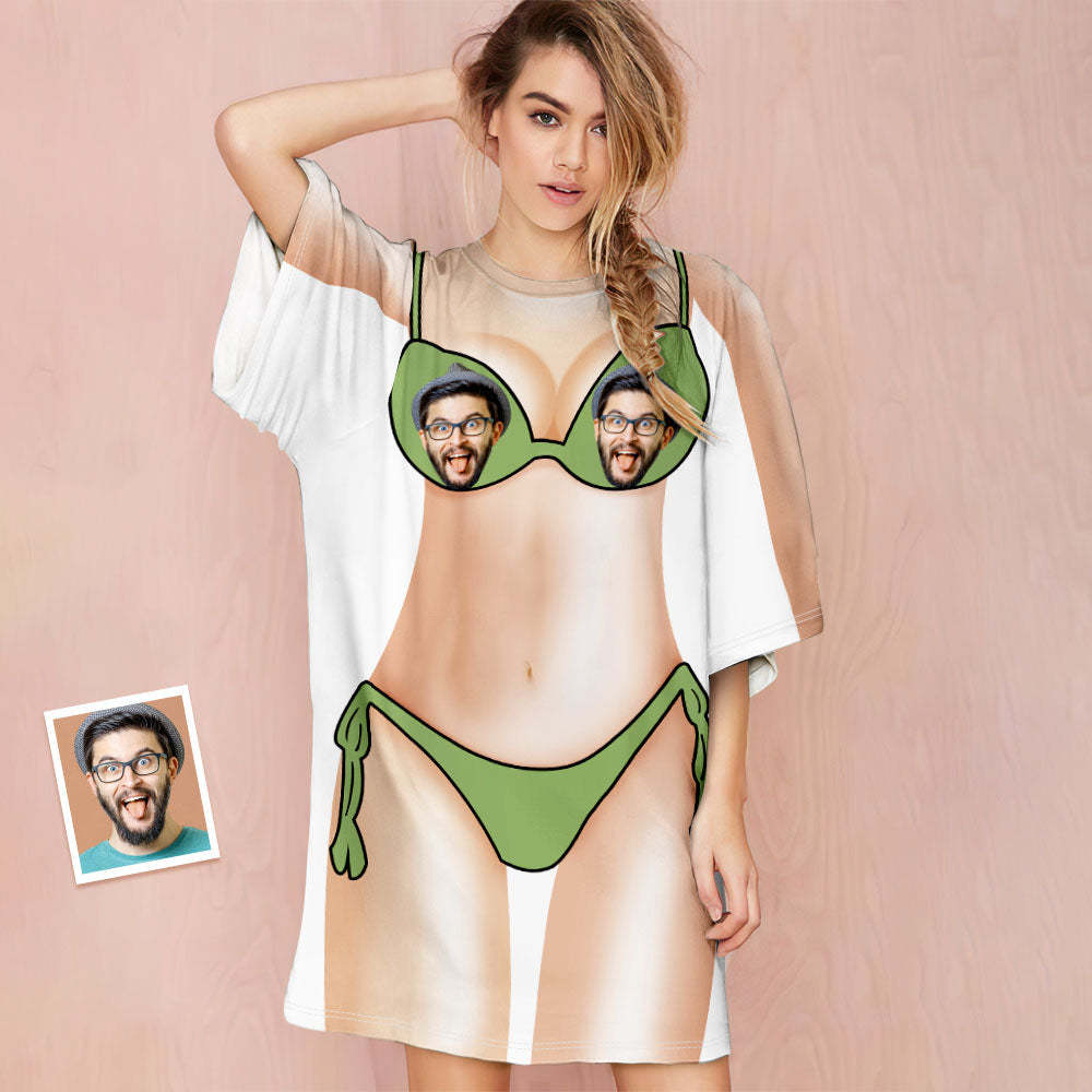 Custom Face Slim Bikini Body Print Nightdress Creative Personalized Gifts - MyFaceSocks